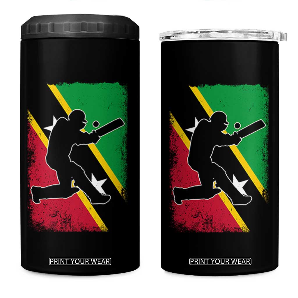 Saint Kitts and Nevis Cricket 4 in 1 Can Cooler Tumbler Retro Vintage Sport Kittitian Flag West Indies Cricket Fan TS10 One Size: 16 oz Black Print Your Wear