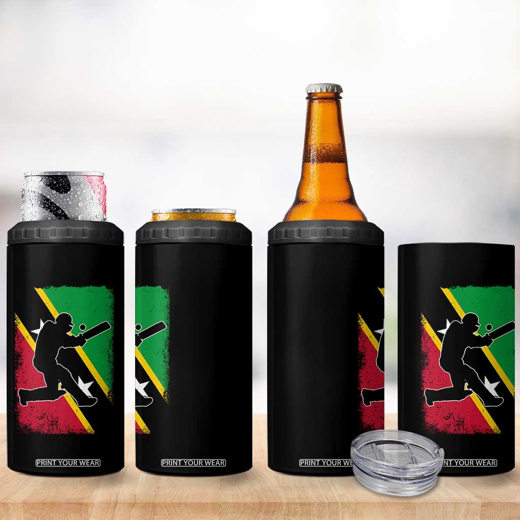 Saint Kitts and Nevis Cricket 4 in 1 Can Cooler Tumbler Retro Vintage Sport Kittitian Flag West Indies Cricket Fan TS10 Print Your Wear