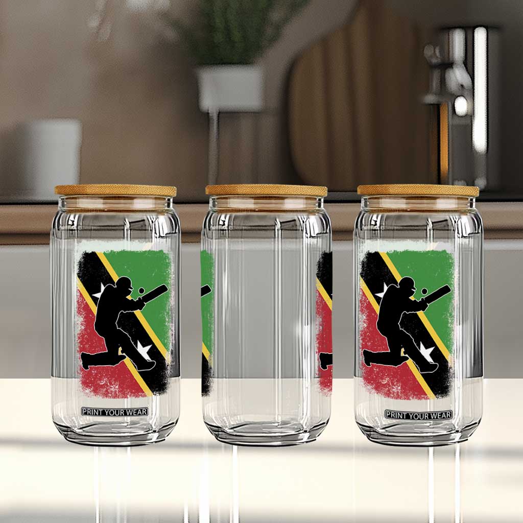 Saint Kitts and Nevis Cricket Glass Can Retro Vintage Sport Kittitian Flag West Indies Cricket Fan TS10 Print Your Wear