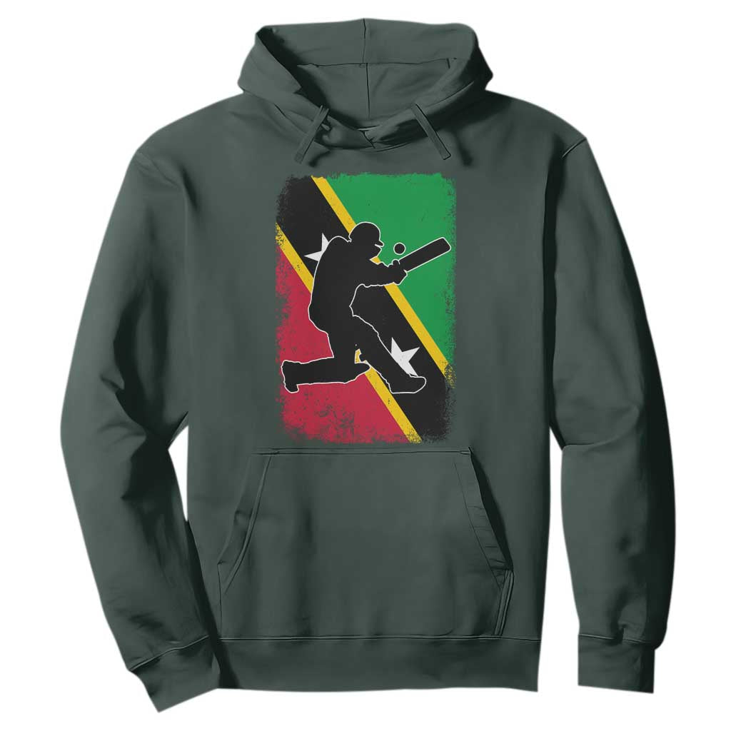 Saint Kitts and Nevis Cricket Hoodie Retro Vintage Sport Kittitian Flag West Indies Cricket Fan TS10 Dark Forest Green Print Your Wear