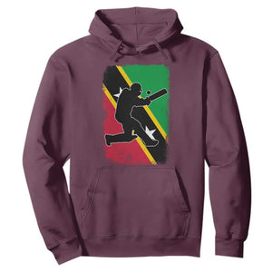 Saint Kitts and Nevis Cricket Hoodie Retro Vintage Sport Kittitian Flag West Indies Cricket Fan TS10 Maroon Print Your Wear