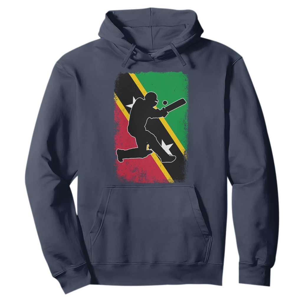 Saint Kitts and Nevis Cricket Hoodie Retro Vintage Sport Kittitian Flag West Indies Cricket Fan TS10 Navy Print Your Wear