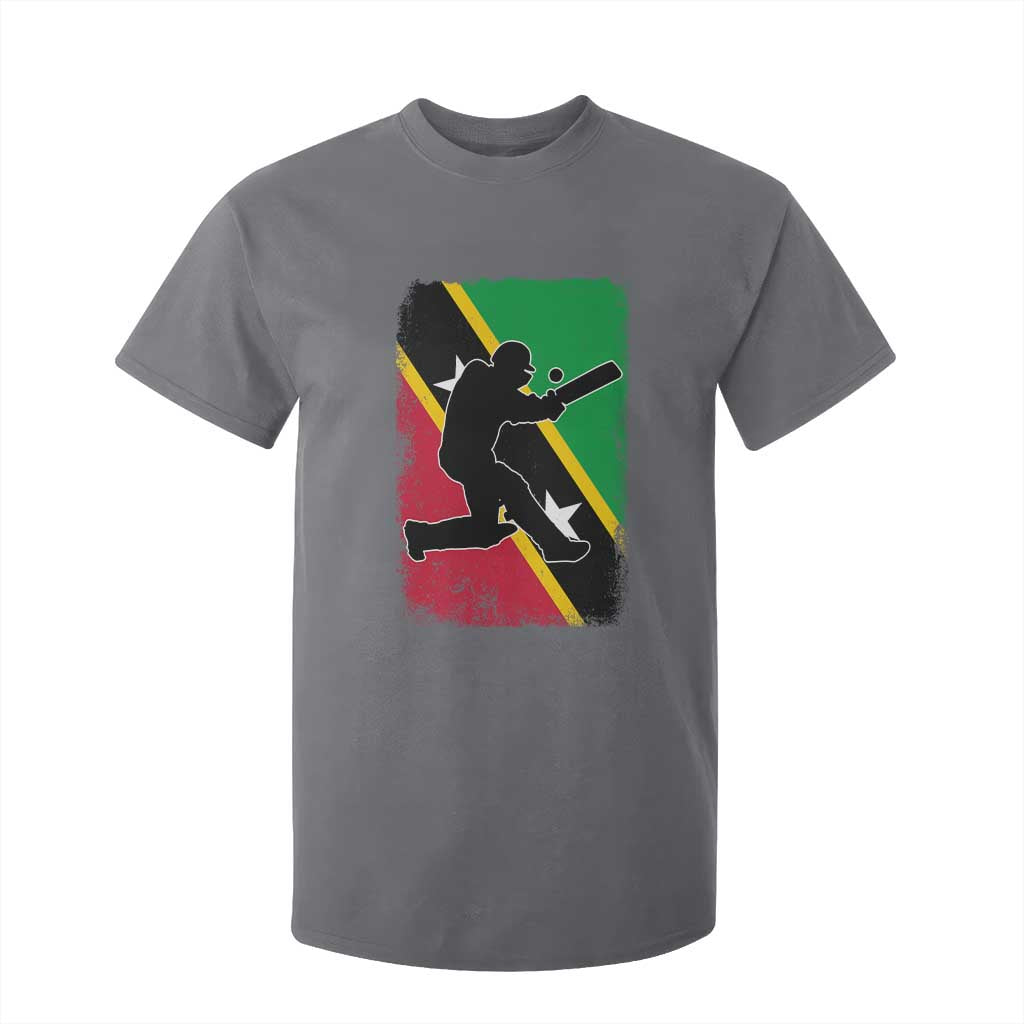 Saint Kitts and Nevis Cricket T Shirt For Kid Retro Vintage Sport Kittitian Flag West Indies Cricket Fan TS10 Charcoal Print Your Wear