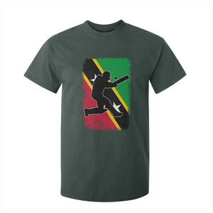 Saint Kitts and Nevis Cricket T Shirt For Kid Retro Vintage Sport Kittitian Flag West Indies Cricket Fan TS10 Dark Forest Green Print Your Wear