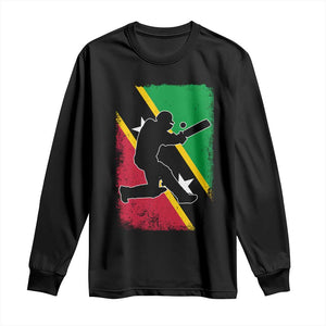 Saint Kitts and Nevis Cricket Long Sleeve Shirt Retro Vintage Sport Kittitian Flag West Indies Cricket Fan TS10 Black Print Your Wear