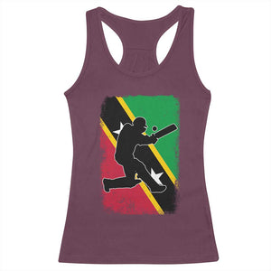 Saint Kitts and Nevis Cricket Racerback Tank Top Retro Vintage Sport Kittitian Flag West Indies Cricket Fan TS10 Maroon Print Your Wear