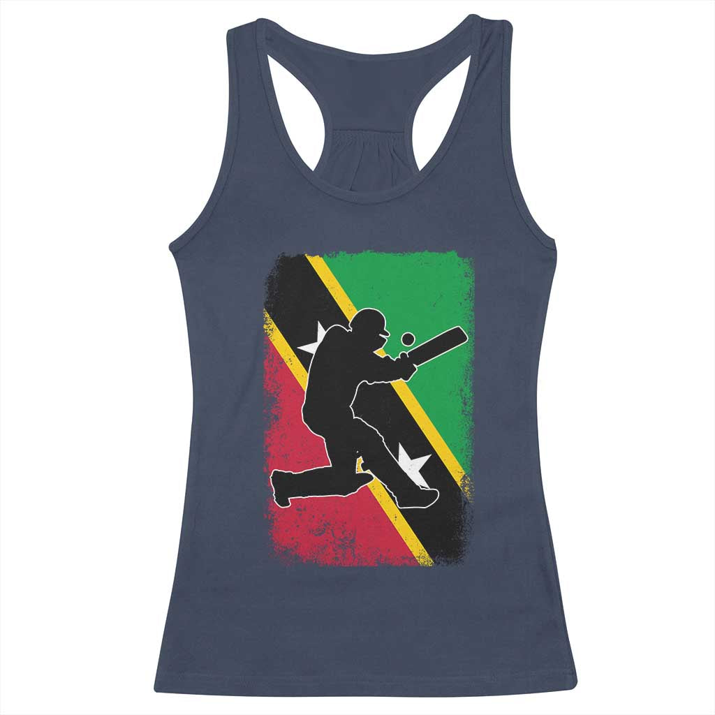 Saint Kitts and Nevis Cricket Racerback Tank Top Retro Vintage Sport Kittitian Flag West Indies Cricket Fan TS10 Navy Print Your Wear