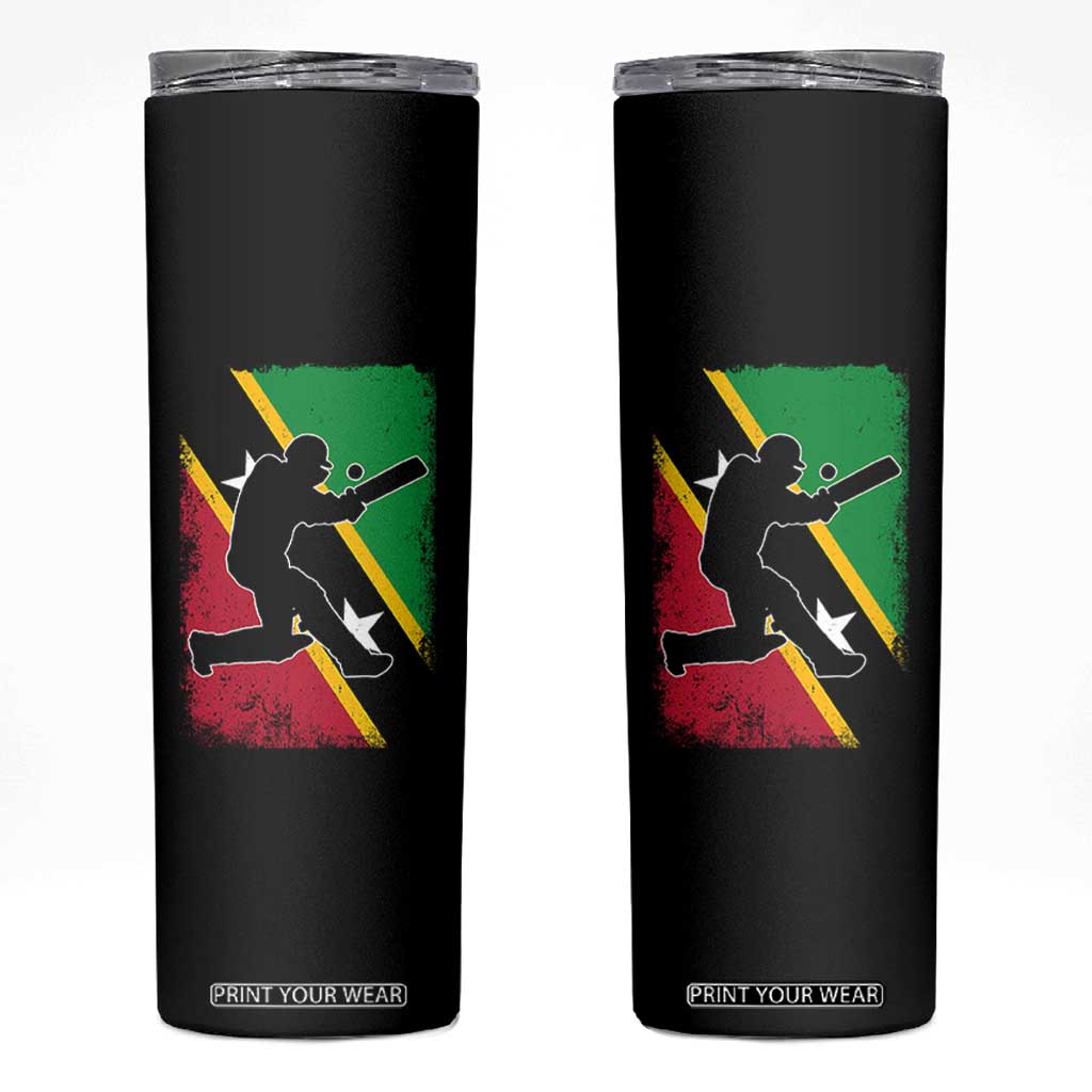 Saint Kitts and Nevis Cricket Skinny Tumbler Retro Vintage Sport Kittitian Flag West Indies Cricket Fan TS10 Black Print Your Wear