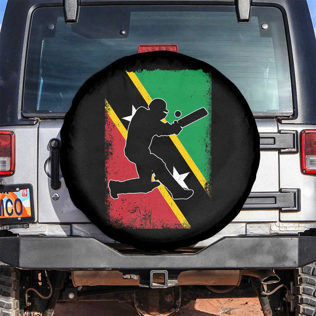 Saint Kitts and Nevis Cricket Spare Tire Cover Retro Vintage Sport Kittitian Flag West Indies Cricket Fan TS10 No hole Black Print Your Wear