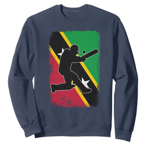 Saint Kitts and Nevis Cricket Sweatshirt Retro Vintage Sport Kittitian Flag West Indies Cricket Fan TS10 Navy Print Your Wear