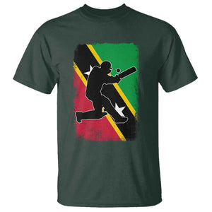Saint Kitts and Nevis Cricket T Shirt Retro Vintage Sport Kittitian Flag West Indies Cricket Fan TS10 Dark Forest Green Print Your Wear