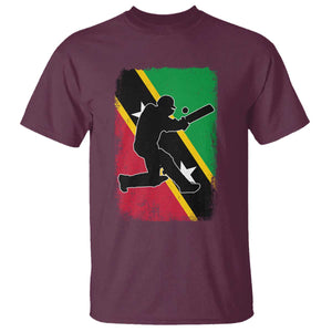 Saint Kitts and Nevis Cricket T Shirt Retro Vintage Sport Kittitian Flag West Indies Cricket Fan TS10 Maroon Print Your Wear