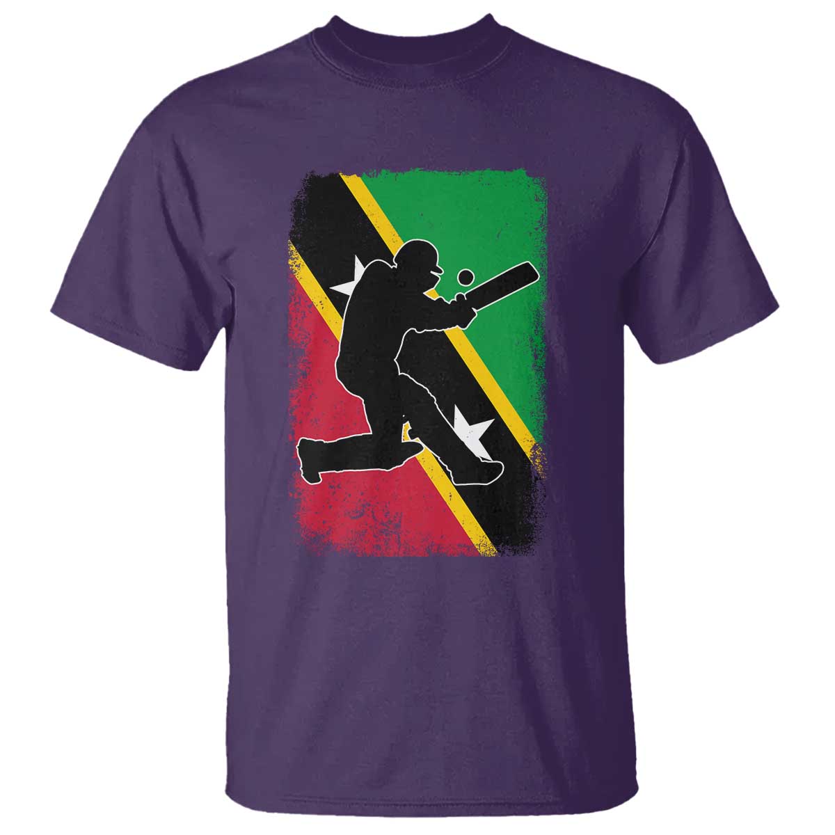 Saint Kitts and Nevis Cricket T Shirt Retro Vintage Sport Kittitian Flag West Indies Cricket Fan TS10 Purple Print Your Wear