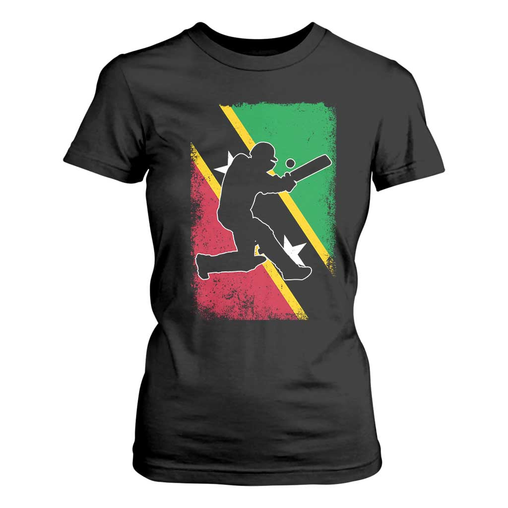 Saint Kitts and Nevis Cricket T Shirt For Women Retro Vintage Sport Kittitian Flag West Indies Cricket Fan TS10 Black Print Your Wear