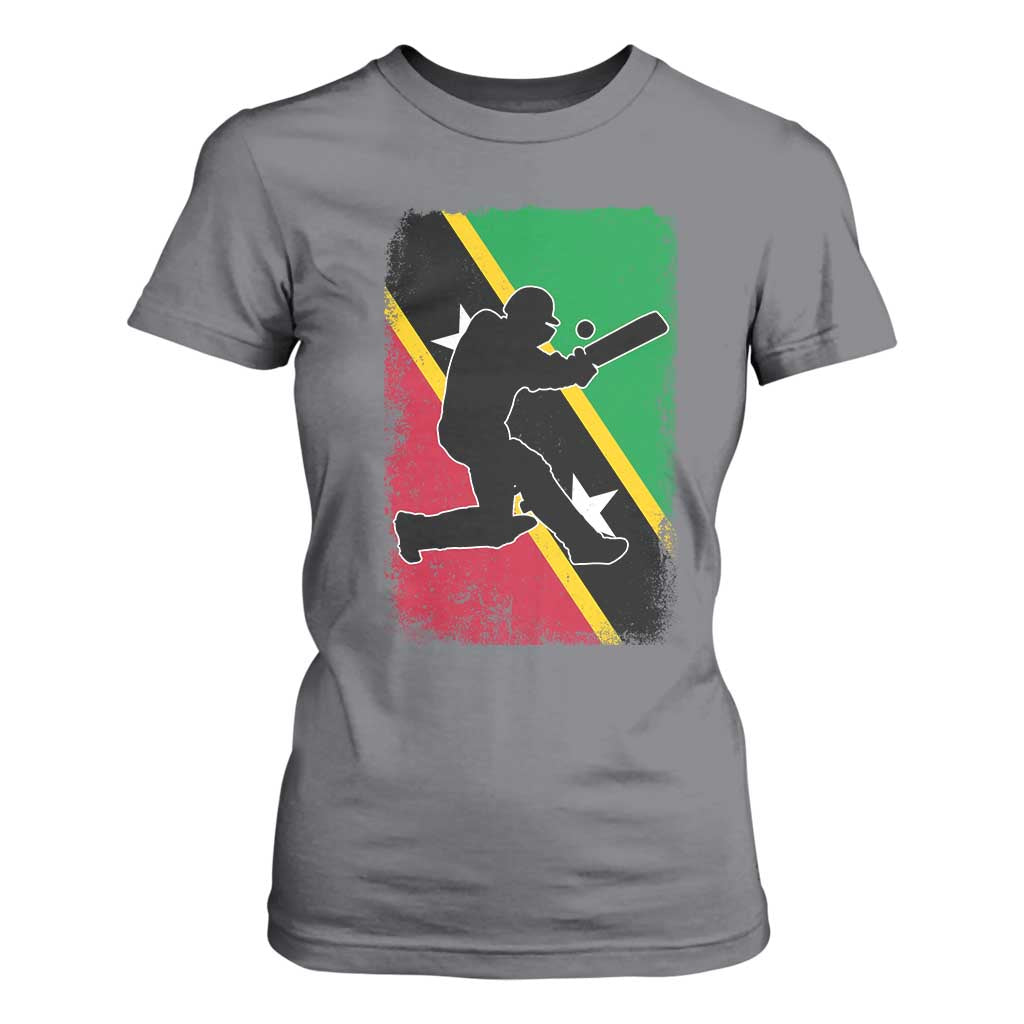 Saint Kitts and Nevis Cricket T Shirt For Women Retro Vintage Sport Kittitian Flag West Indies Cricket Fan TS10 Charcoal Print Your Wear