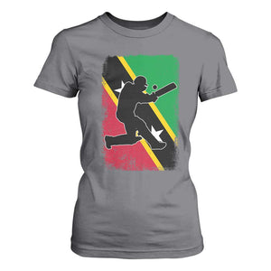 Saint Kitts and Nevis Cricket T Shirt For Women Retro Vintage Sport Kittitian Flag West Indies Cricket Fan TS10 Charcoal Print Your Wear
