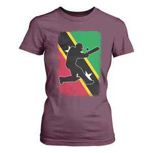 Saint Kitts and Nevis Cricket T Shirt For Women Retro Vintage Sport Kittitian Flag West Indies Cricket Fan TS10 Maroon Print Your Wear