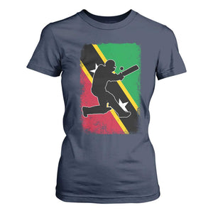 Saint Kitts and Nevis Cricket T Shirt For Women Retro Vintage Sport Kittitian Flag West Indies Cricket Fan TS10 Navy Print Your Wear