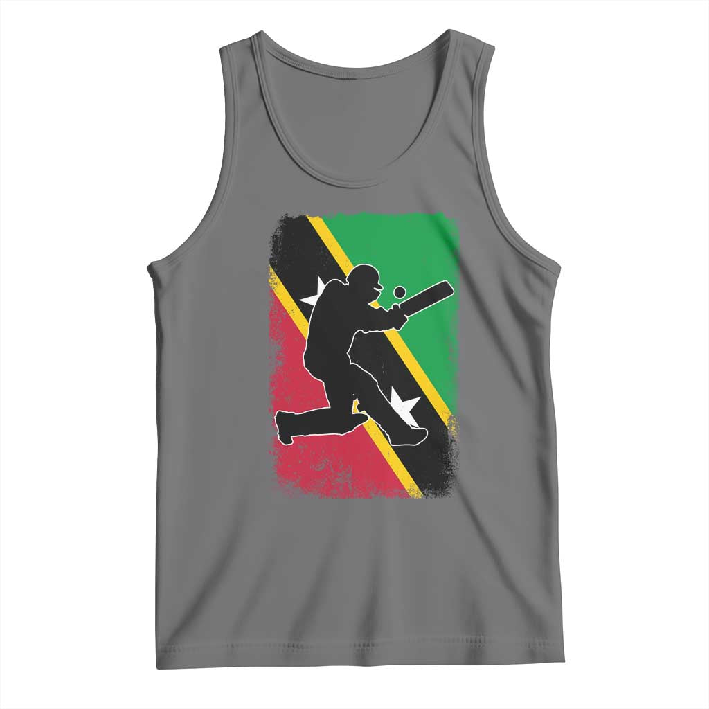 Saint Kitts and Nevis Cricket Tank Top Retro Vintage Sport Kittitian Flag West Indies Cricket Fan TS10 Black Heather Print Your Wear