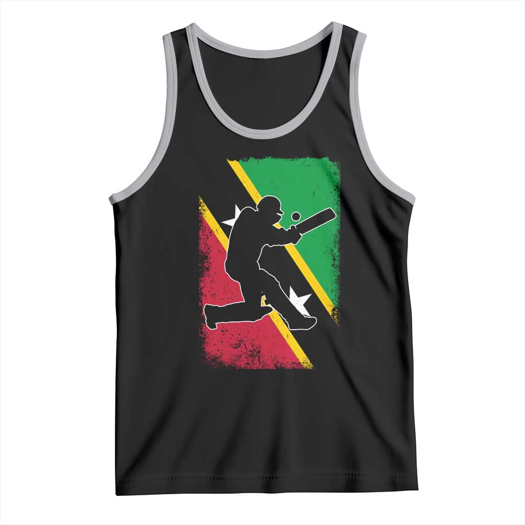 Saint Kitts and Nevis Cricket Tank Top Retro Vintage Sport Kittitian Flag West Indies Cricket Fan TS10 Black Athletic Heather Print Your Wear
