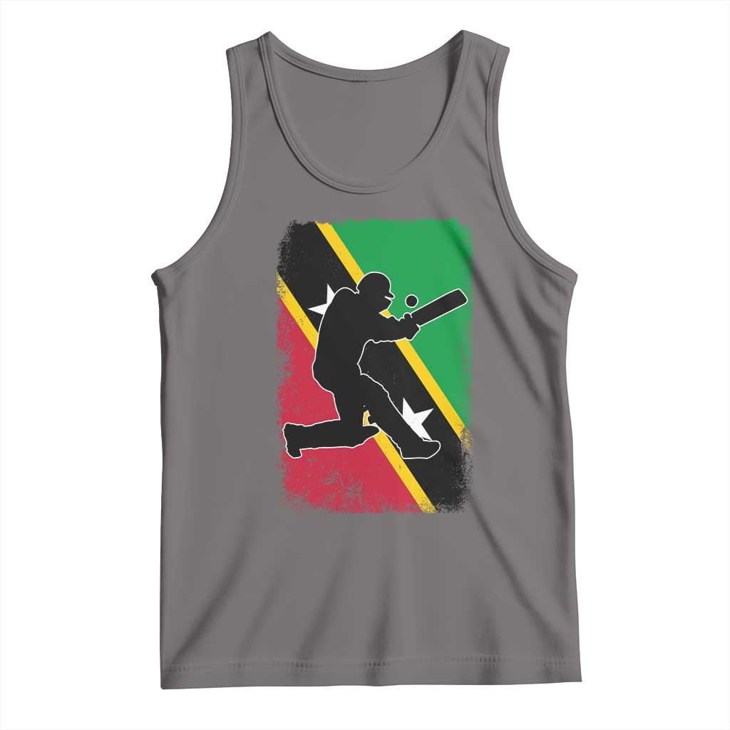 Saint Kitts and Nevis Cricket Tank Top Retro Vintage Sport Kittitian Flag West Indies Cricket Fan TS10 Deep Heather Print Your Wear