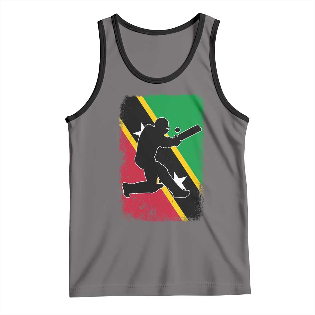 Saint Kitts and Nevis Cricket Tank Top Retro Vintage Sport Kittitian Flag West Indies Cricket Fan TS10 Deep Heather Black Print Your Wear