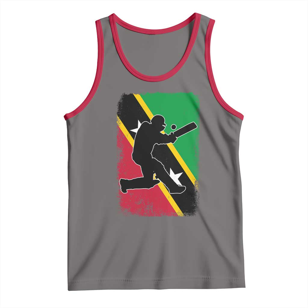 Saint Kitts and Nevis Cricket Tank Top Retro Vintage Sport Kittitian Flag West Indies Cricket Fan TS10 Deep Heather Red Print Your Wear