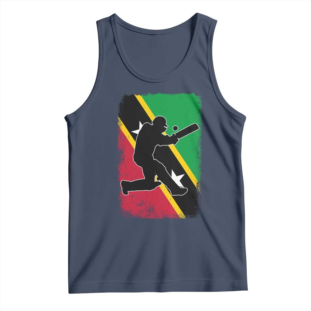 Saint Kitts and Nevis Cricket Tank Top Retro Vintage Sport Kittitian Flag West Indies Cricket Fan TS10 Navy Print Your Wear