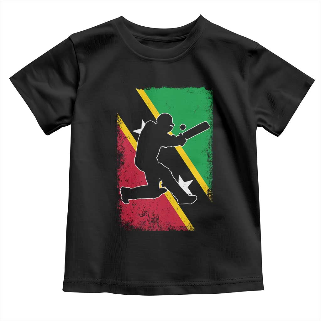 Saint Kitts and Nevis Cricket Toddler T Shirt Retro Vintage Sport Kittitian Flag West Indies Cricket Fan TS10 Black Print Your Wear