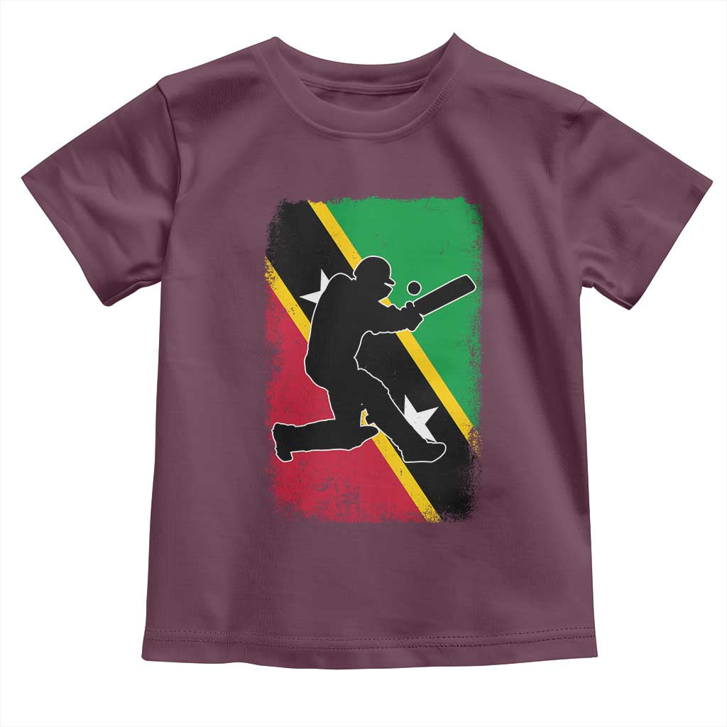 Saint Kitts and Nevis Cricket Toddler T Shirt Retro Vintage Sport Kittitian Flag West Indies Cricket Fan TS10 Maroon Print Your Wear