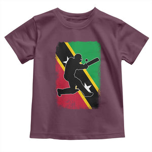 Saint Kitts and Nevis Cricket Toddler T Shirt Retro Vintage Sport Kittitian Flag West Indies Cricket Fan TS10 Maroon Print Your Wear