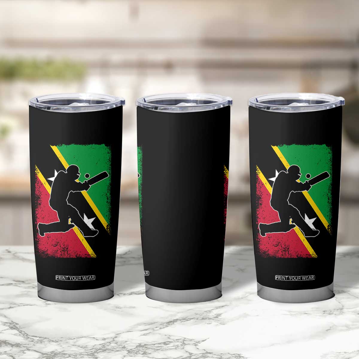 Saint Kitts and Nevis Cricket Tumbler Cup Retro Vintage Sport Kittitian Flag West Indies Cricket Fan TS10 Print Your Wear