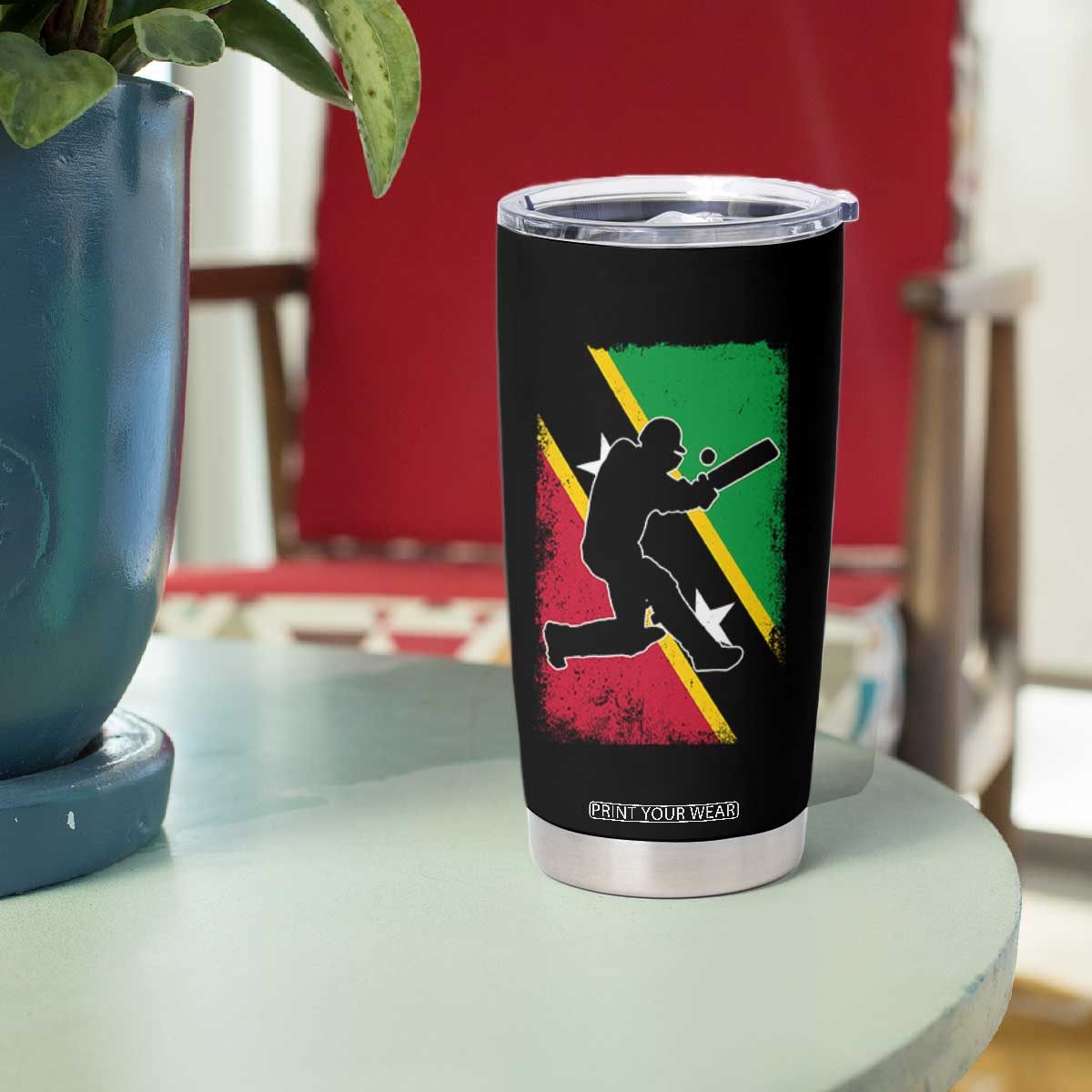 Saint Kitts and Nevis Cricket Tumbler Cup Retro Vintage Sport Kittitian Flag West Indies Cricket Fan TS10 Print Your Wear