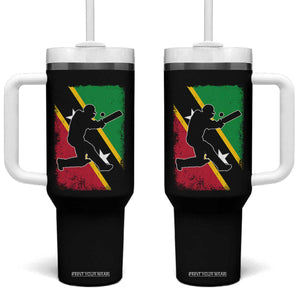Saint Kitts and Nevis Cricket Tumbler With Handle Retro Vintage Sport Kittitian Flag West Indies Cricket Fan TS10 One Size: 40 oz Black Print Your Wear