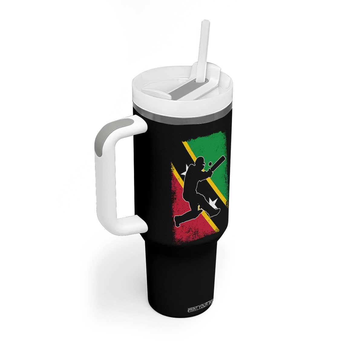 Saint Kitts and Nevis Cricket Tumbler With Handle Retro Vintage Sport Kittitian Flag West Indies Cricket Fan TS10 Print Your Wear