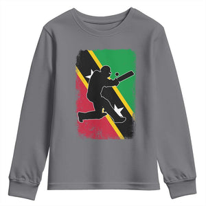 Saint Kitts and Nevis Cricket Youth Sweatshirt Retro Vintage Sport Kittitian Flag West Indies Cricket Fan TS10 Charcoal Print Your Wear