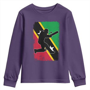 Saint Kitts and Nevis Cricket Youth Sweatshirt Retro Vintage Sport Kittitian Flag West Indies Cricket Fan TS10 Purple Print Your Wear