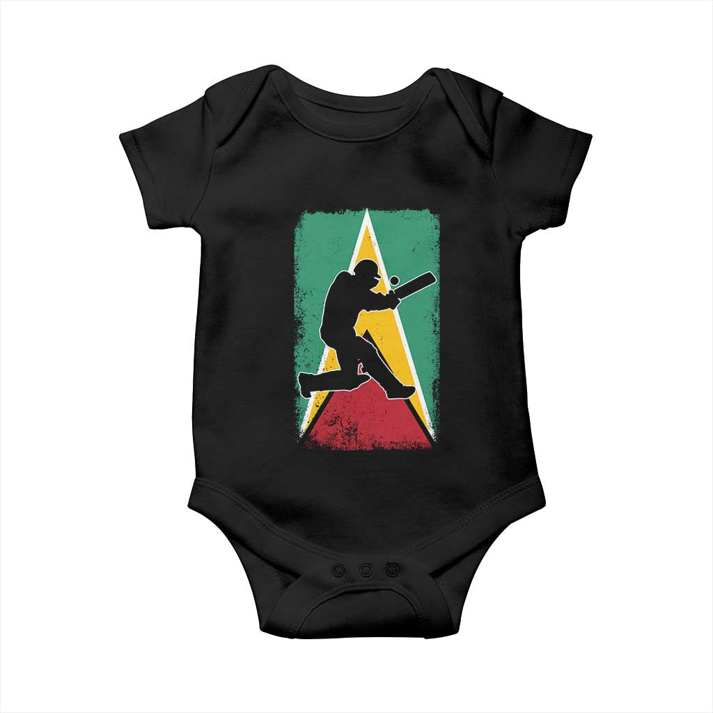 Guyana Cricket Baby Onesie Retro Vintage Sport Guyanese Flag West Indies Cricket Fan TS10 Black Print Your Wear