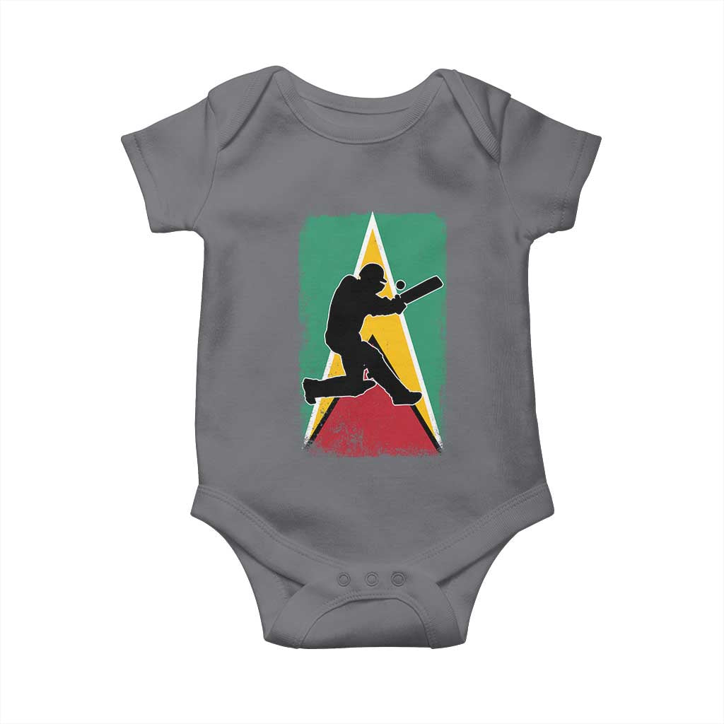 Guyana Cricket Baby Onesie Retro Vintage Sport Guyanese Flag West Indies Cricket Fan TS10 Charcoal Print Your Wear