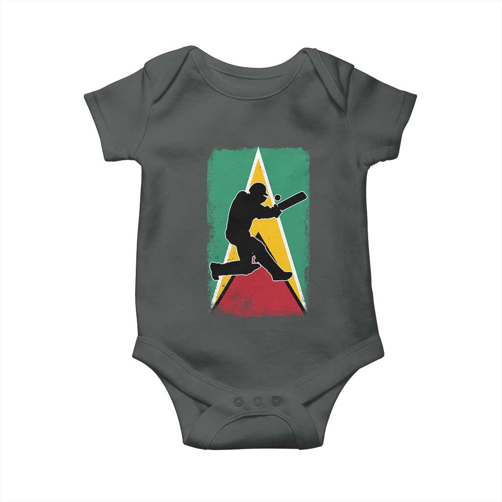 Guyana Cricket Baby Onesie Retro Vintage Sport Guyanese Flag West Indies Cricket Fan TS10 Dark Heather Print Your Wear