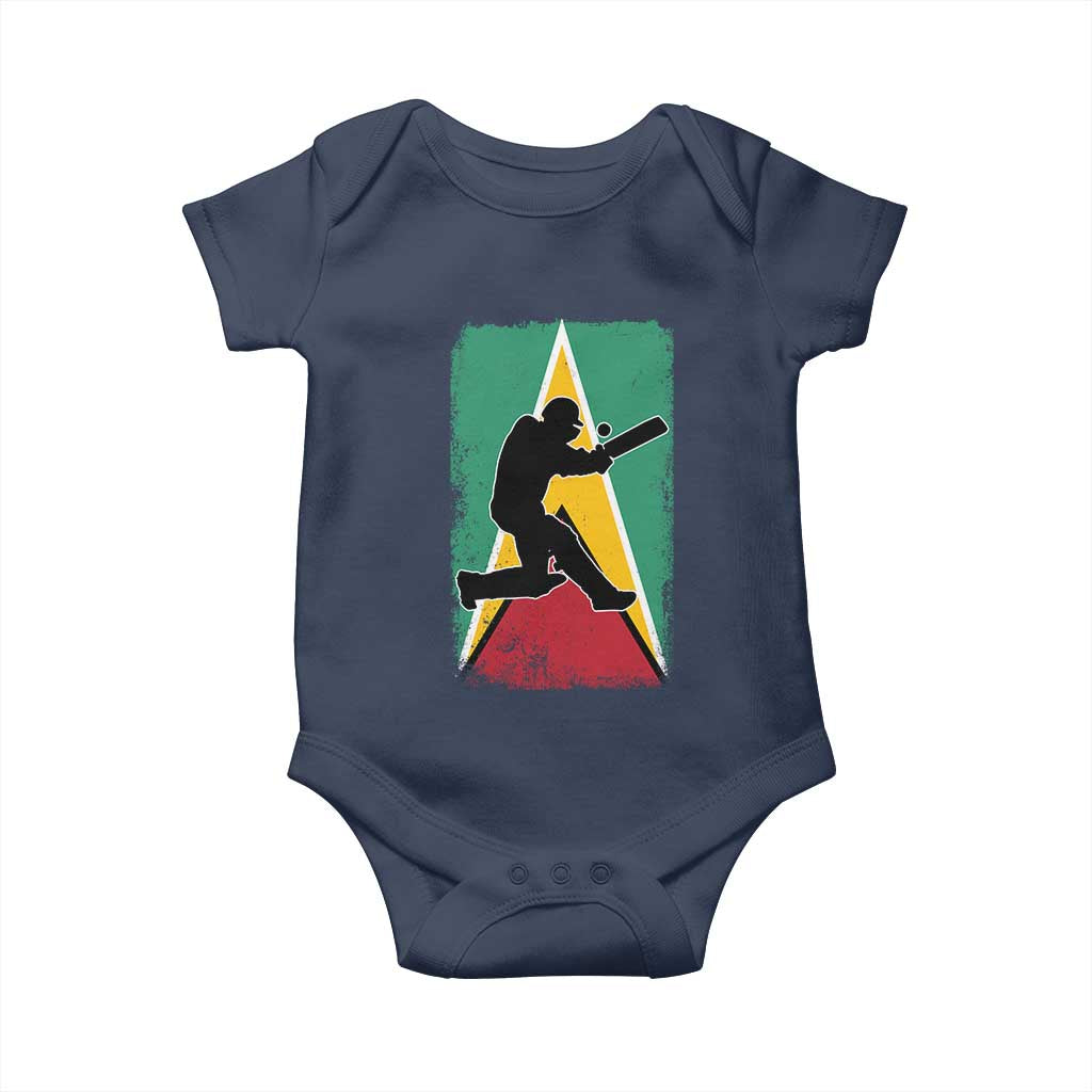 Guyana Cricket Baby Onesie Retro Vintage Sport Guyanese Flag West Indies Cricket Fan TS10 Navy Print Your Wear