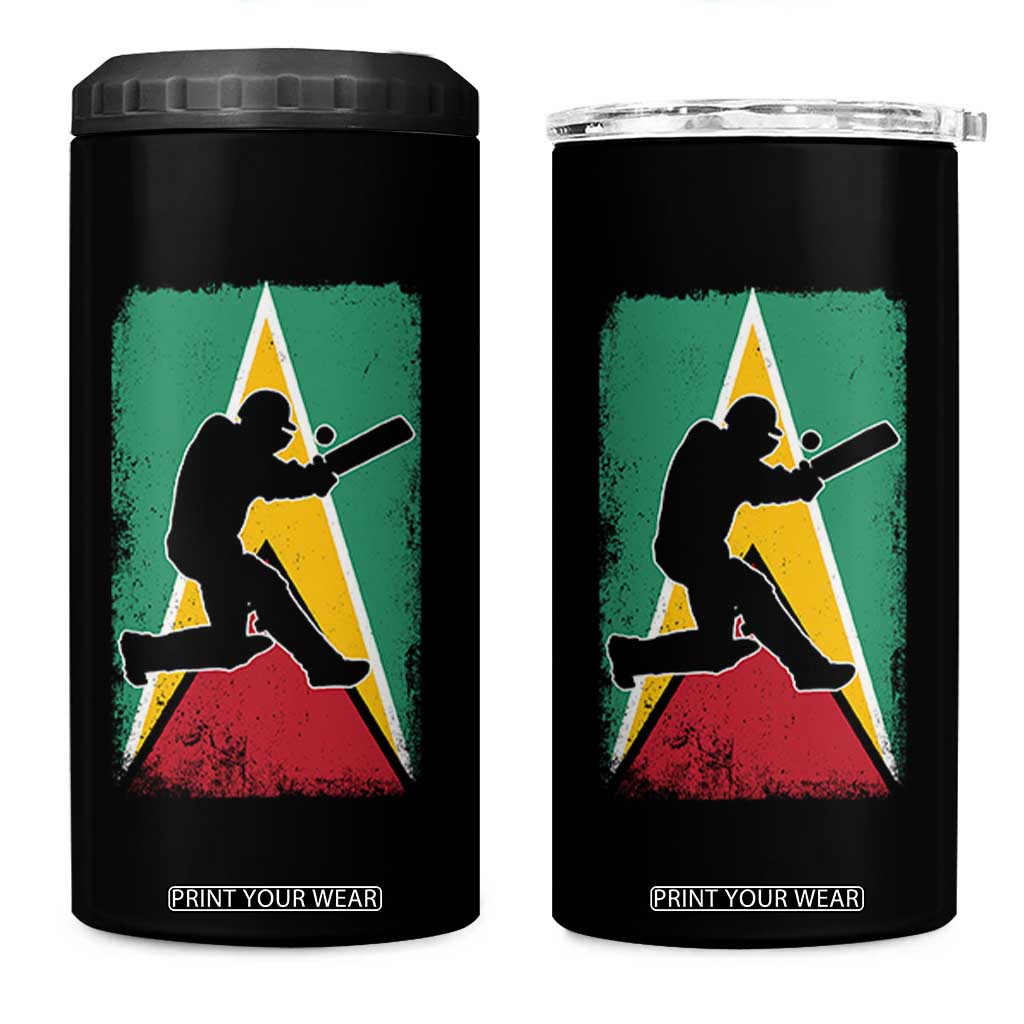 Guyana Cricket 4 in 1 Can Cooler Tumbler Retro Vintage Sport Guyanese Flag West Indies Cricket Fan TS10 One Size: 16 oz Black Print Your Wear