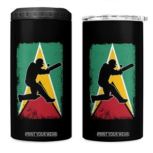 Guyana Cricket 4 in 1 Can Cooler Tumbler Retro Vintage Sport Guyanese Flag West Indies Cricket Fan TS10 One Size: 16 oz Black Print Your Wear