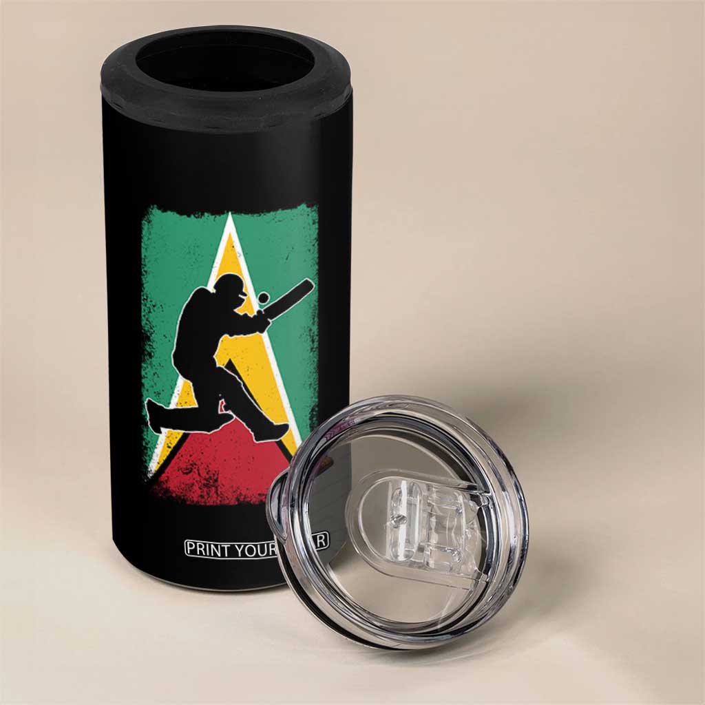Guyana Cricket 4 in 1 Can Cooler Tumbler Retro Vintage Sport Guyanese Flag West Indies Cricket Fan TS10 Print Your Wear