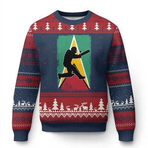 Guyana Cricket Ugly Christmas Sweater Retro Vintage Sport Guyanese Flag West Indies Cricket Fan TS10 Navy Red Print Your Wear