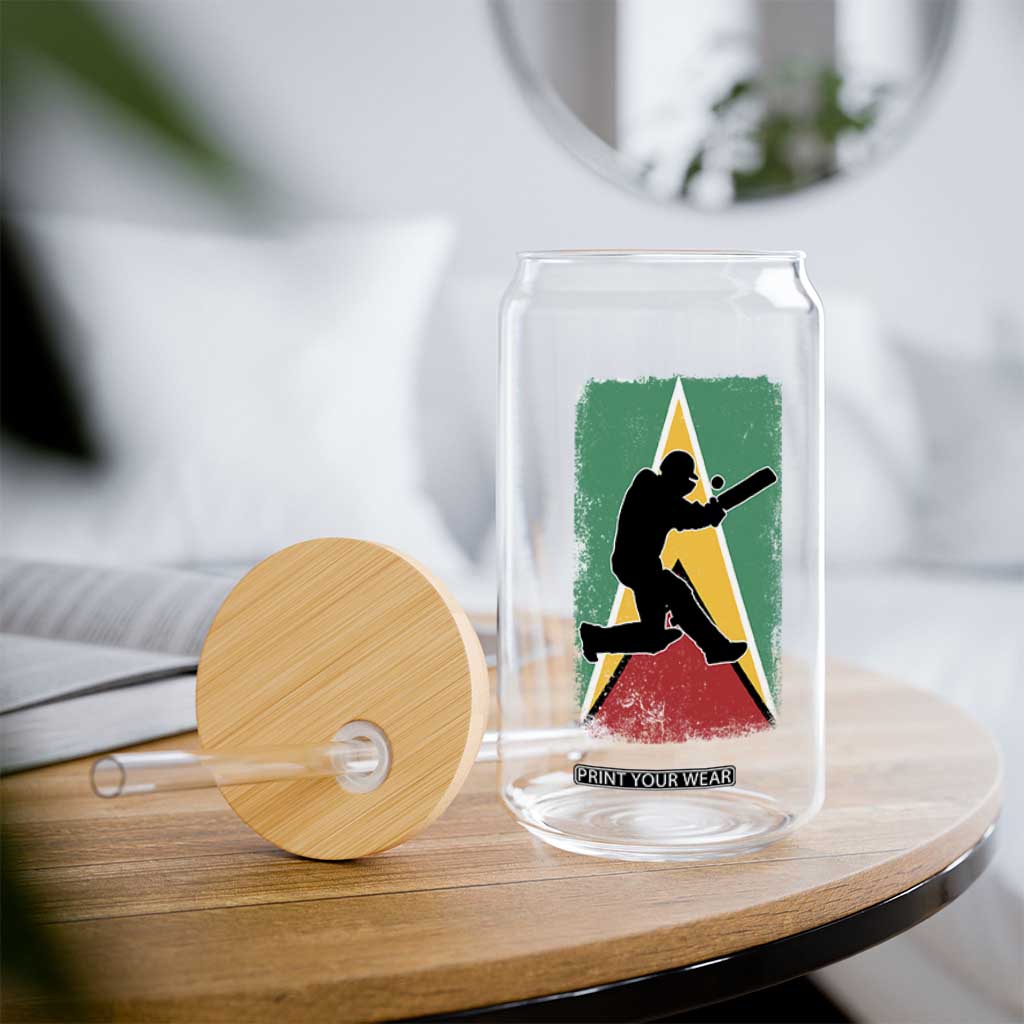 Guyana Cricket Glass Can Retro Vintage Sport Guyanese Flag West Indies Cricket Fan TS10 Print Your Wear