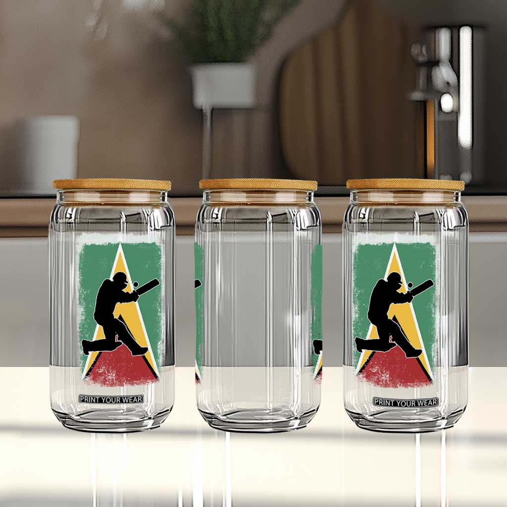 Guyana Cricket Glass Can Retro Vintage Sport Guyanese Flag West Indies Cricket Fan TS10 Print Your Wear