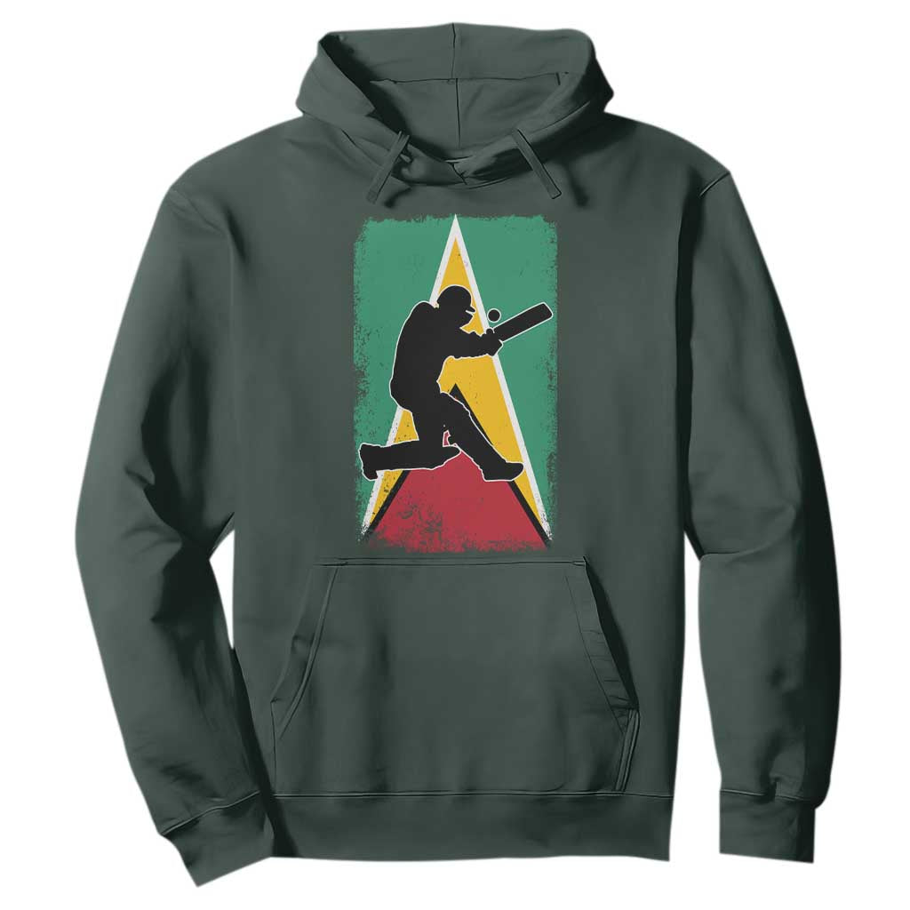 Guyana Cricket Hoodie Retro Vintage Sport Guyanese Flag West Indies Cricket Fan TS10 Dark Forest Green Print Your Wear