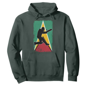 Guyana Cricket Hoodie Retro Vintage Sport Guyanese Flag West Indies Cricket Fan TS10 Dark Forest Green Print Your Wear