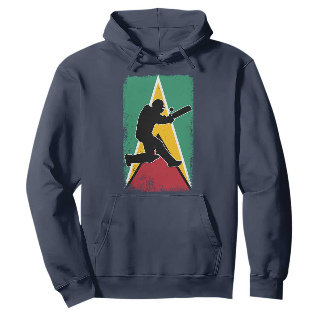Guyana Cricket Hoodie Retro Vintage Sport Guyanese Flag West Indies Cricket Fan TS10 Navy Print Your Wear
